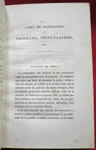 L'Art de restaurer les Faïences, Porcelaines, Biscuits, Terres-cuites, Grès, émaux, Laques, Verreries, Marbres, Albatres, etc. Suivi d'une Chronologie de toutes les fabriques connues. Par P. Thiaucourt, Peintre-Sculpteur, Réparateur d'Objets d'Art. Avec un avant-propos Par M. le baron Ch. Davillier.