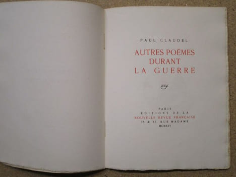 Autres poëmes durant la guerre.. CLAUDEL Paul