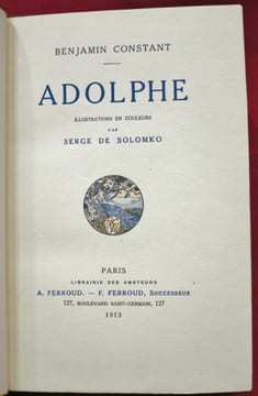 Adolphe. Illustrations en couleurs par Serge de Solomko.. CONSTANT, Benjamin - SOLOMKO, Serge de.