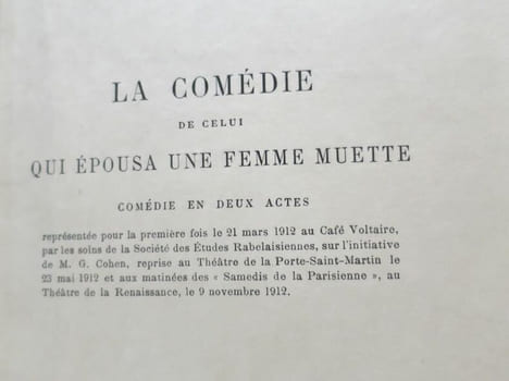 La Comédie de celui qui épousa une femme muette.. FRANCE, Anatole.