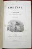 Corinne ou L'Italie, Par Mme la baronne de Staël (2 volumes).. STAEL, Madame la Baronne de (Anne-Louise-Germaine Necker, baronne de Staël-Holstein, ...