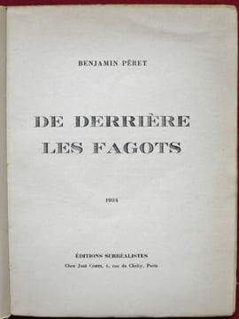 De derrière les Fagots. . PERET, Benjamin.