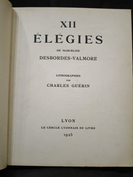 XII Elégies de Marceline Desbordes-Valmore.. DESBORDES -VALMORE, Marceline - GUERIN, Charles ill.
