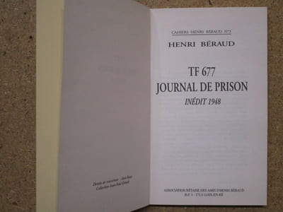 TF 677, journal de prison, inédit 1948.