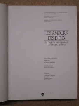 Les amours des dieux : la peinture mythologique de Watteau à David.. BAILEY Colin B. et al.