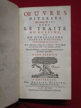 Oeuvres diverses du Sieur D*** avec le Traité du sublime ou le merveilleux dans le discours. Traduit du grec de Longin. (2 volumes). BOILEAU