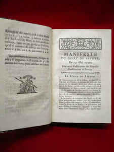 Recueil des édits, manifestes, arrêts, et ordonnances Pour le Service du Roi, & l'Administration de la Justice, Imprimées & publiées en Savoye, depuis 1770 à 1779 inclus. (2 volumes)