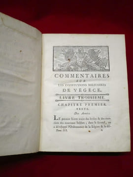 Commentaires sur les Institutions militaires de Végèce. Tome troisième, seul. (1 volume sur 3). TURPIN DE CRISSE Lancelot (Comte) commentaires, ...
