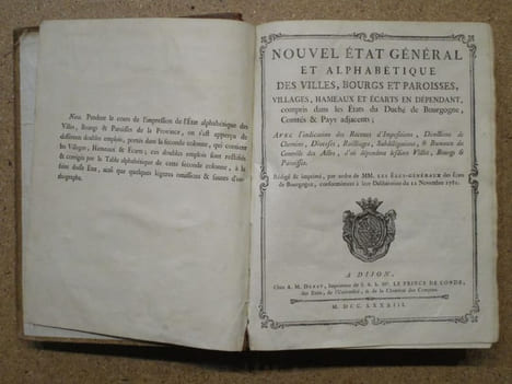 Nouvel Etat Général et Alphabétique des Villes, Bourgs et Paroisses, Villages, Hameaux et Ecarts en dépendant, compris dans les Etats du Duché de ...