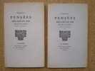 Pensées et règles de vie recueillies & traduites par P.-L. Couchoud (2 volumes).. SPINOZA