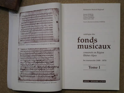Catalogue des FONDS MUSICAUX conservés en région Rhône-Alpes. Les manuscrits (1600-1870), tome 1.