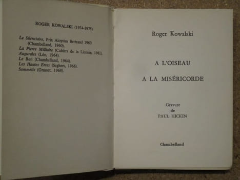 A l'oiseau / A la miséricorde.. KOWALSKI Roger