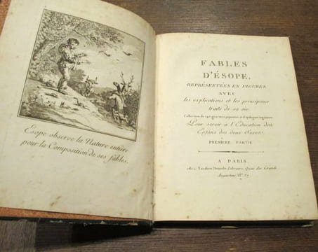 Fables d'Esope, représentées en figures avec les explications et les principaux traits de sa vie. Collection de 145 gravures piquantes de d'apologues ...