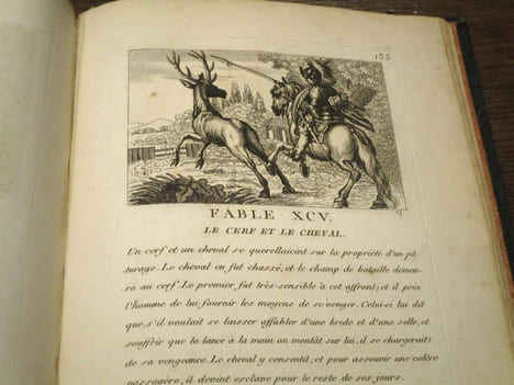Fables d'Esope, représentées en figures avec les explications et les principaux traits de sa vie. Collection de 145 gravures piquantes de d'apologues ...