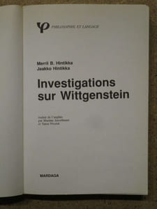 Investigations sur Wittgenstein.