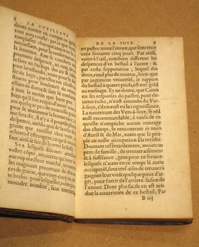 La cueillette de la soye (soie), par la nourriture des Vers qui la font. Échantillon du Théâtre d'Agriculture d'Olivier de Serres seigneur du Pradel.. ...