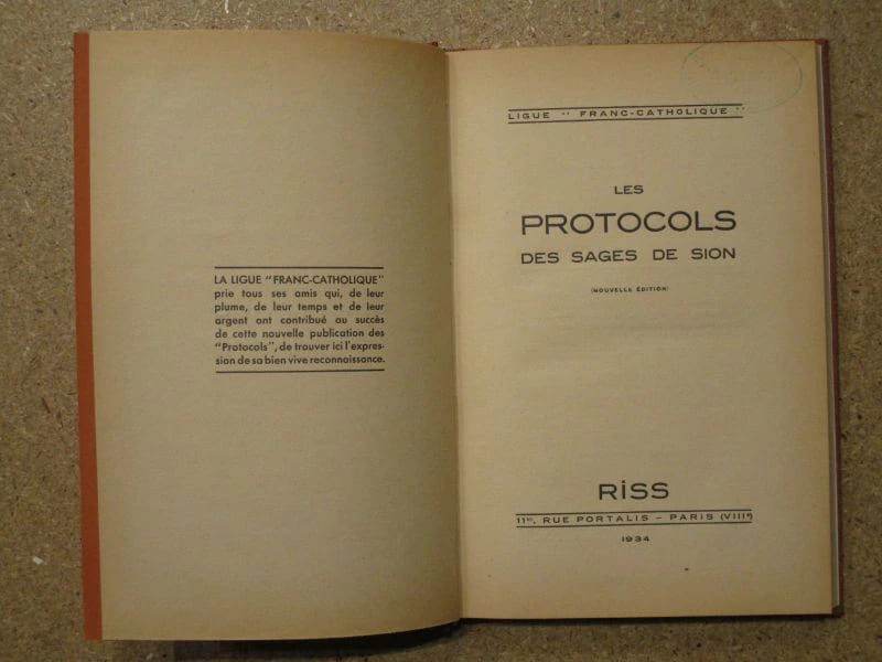 Les protocols [protocoles] des sages de Sion. - Livre Rare Book