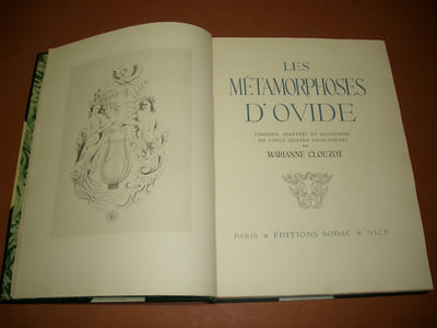 Les Métamorphoses d'Ovide, choisies, adaptées et illustrées de vingt-quatre eaux-fortes par Marianne Clouzot.