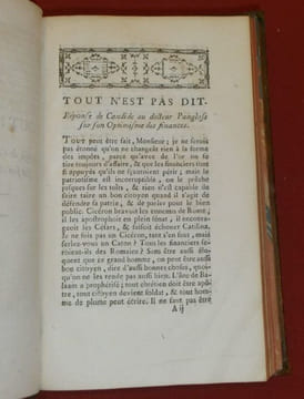 [Recueil de 7 pièces polémiques autour de "La Richesse de l'Etat" de ROUSSEL DE LA TOUR]. [BERMINGHAM, Michel] Mes Rêveries sur les Doutes modestes à ...