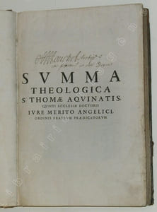 Summa Theologica S. Thomae Aquinatis, quinti ecclesiae Doctoris ivre merito Angelici, ordonis fratrum praedicatorum. Post anteactas omnes ubicunque terrarum eius Editiones accuratius recognita, & tum a mendis expurgata, tum restituis quorumlibet Autorum veris ac legitimis indicibus, & innumeris Patrum, Conciliorum, Scripturarum, ac Decretorum testimoniis ad materias controversas vel ad moralem disciplinam pertinentibus in margine locupletata ; Notisque historicis ac dogmaticis undequaque adjectis aucta, ornata, illustrata, vt paulo post subiuncta Praefation plenius indicabit, Per R.F.P. Ioannem Nicolai eiusdem Ordinis alumnum ac in Parisiensi Facultate Sacrae Theologica Professorem (2 volumes).
