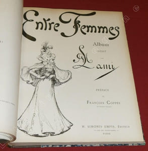 Quelques tranches de vie, découpées et présentées par Bac, Couturier, Guydo, Léandre, Lourdey, Malteste, Noury, Simonaire, etc... suite de compositions reproduites en couleurs avec un Eventail hors texte, aquarelle de Bac (25 planches) - Entre Femmes, Préface de François Coppée (20 planches) - Nocturnes, Préface de Pierre Veber, Album inédit en couleurs par C. Léandre (20 planches) - Album de Richard Ranft, Préface de Maurice Guillemot,  (22 planches) - Boum... voilà ! Préface de Sully Prudhomme, Album inédit par H. Gerbault (20 planches). Cinq Albums reliés ensemble (107 planches).