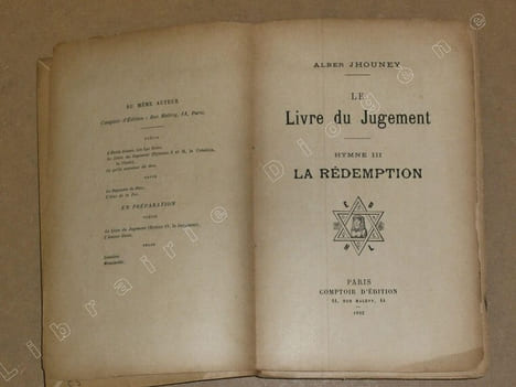 Le livre du jugement. Hymne III : la rédemption.. JHOUNEY Alber