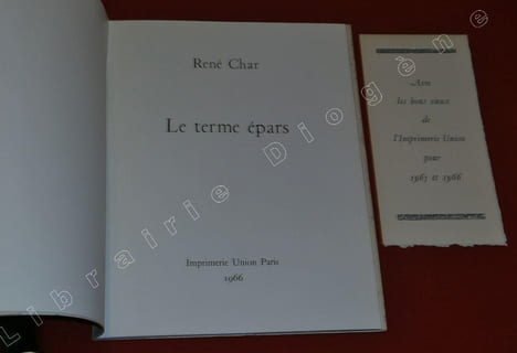 Le terme épars.. CHAR, René.