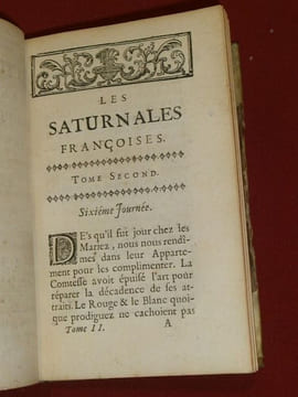 Les Saturnales Françoises, par M*** (2 tomes en 1 volume).. [LABAUME-DESDOSSAT, Jacques-François de][CROQUET, Thomas]