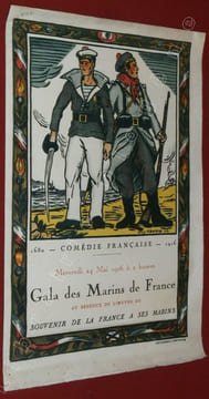 Gala des Marins de France, Mercredi 24 Mai à 2 heures. Au Bénéfice de l'oeuvre du Souvenir de la France à ses Marins. Comédie Française 1680-1916. ...
