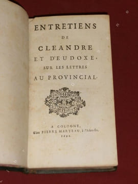 Entretiens de Cleandre et d'Eudoxe, sur les Lettres au Provincial.. [DANIEL, Gabriel].