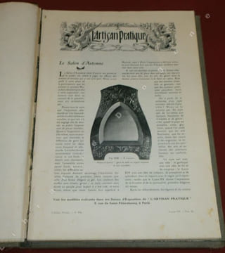 L'Artisan Pratique. Art Décoratif. Cuir et Métaux repoussés. Pyrogravure. Pyrosculpture. Tarso. Kerbchnitt. Corne et bois sculptés. Marqueterie. ...