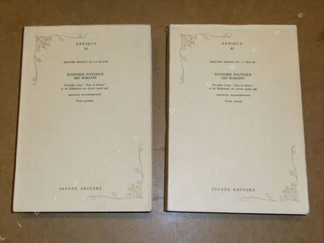 Economie politique des Romains, précédée d'une "Nota di lettura" et de réflexions sur divers sujets par Bertrand Hemmerdinger (2 volumes).. DUREAU DE ...