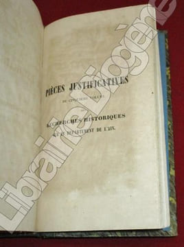 Recherches Historiques sur le Département de l'Ain (3 volumes).. LATEYSSONNIERE, Agricole Charles Nestor de.