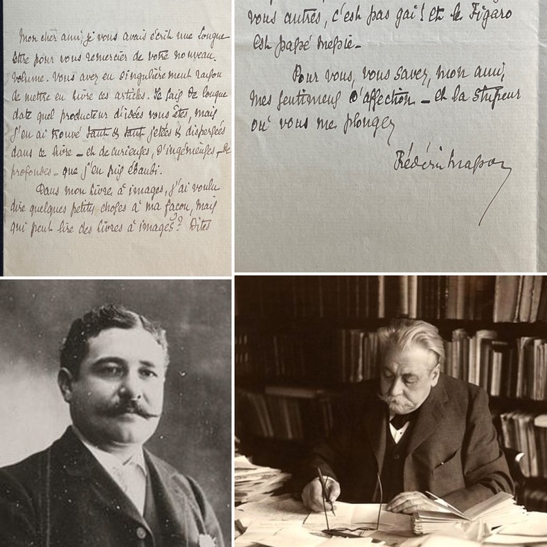 Lettre autographe signée à Léon DAUDET à propos du livre d'Alphonse Daudet "Le Trésor d’Arlatan" (Charpentier et Fasquelle, 1897). Frédéric MASSON ...