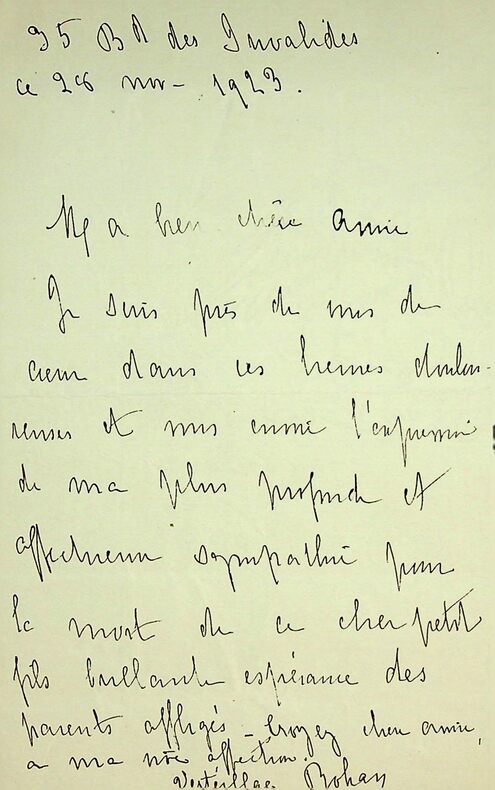 lettre autographe signée à Marthe Daudet à propos de la mort de Philippe Daudet. Herminie de La Brousse de Verteillac (1853-1926)
duchesse de Rohan, ...
