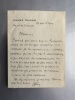 Lettre autographe signée à un correspondant sur la mort de Gabriel Hanotaux. Auguste de la Force (1878-1961)
historien français, membre de l'Académie ...