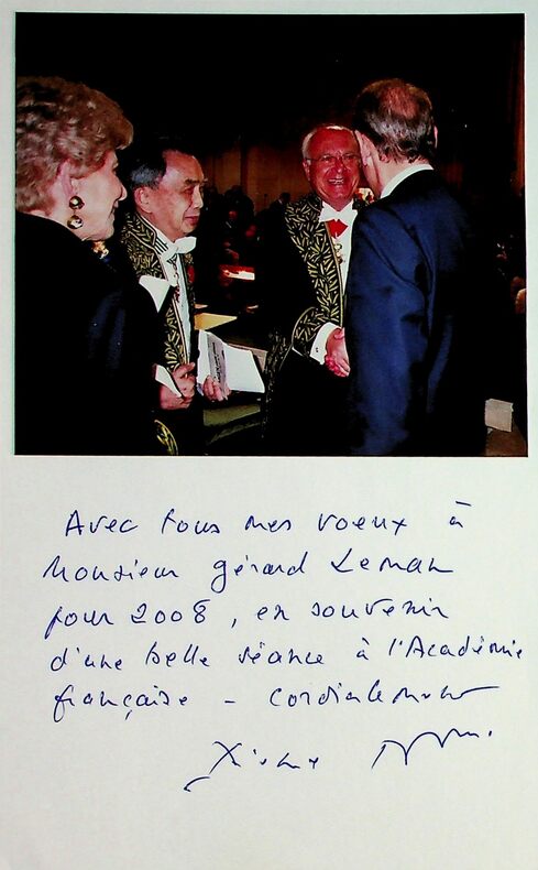 Lettre autographe signée + photographie originale Académie Française 2008 #4. Pierre NORA (1931-) / historien, académicien français