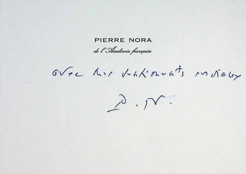 carte de visite autographe signée Académie Française #11. Pierre NORA (1931-) / historien, académicien français 