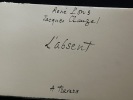 L’Absent, poème manuscrit entièrement peint par Jacques Clauzel. Édition originale. Exemplaire unique. . René Pons / Jacques Clauzel 