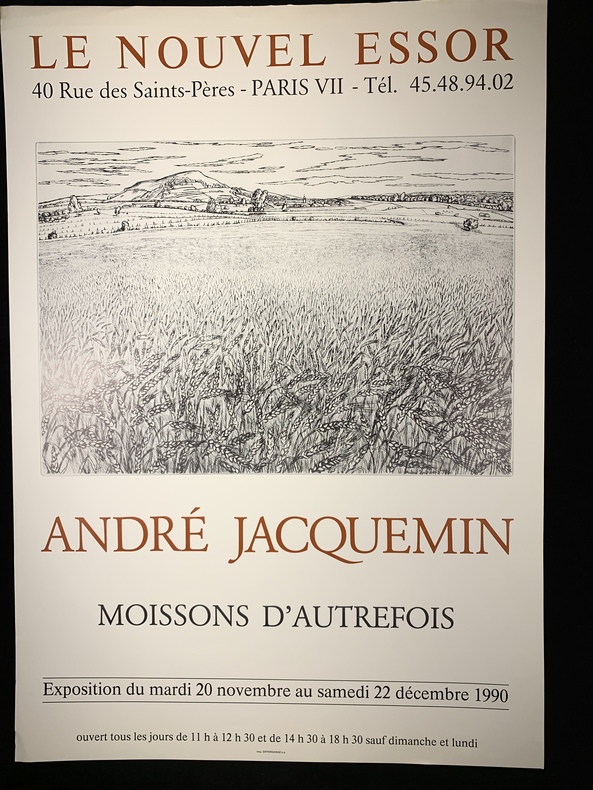 Affiche exposition 
MOISSONS D'AUTREFOIS
Le Nouvel Essor Paris 1990. ANDRÉ JACQUEMIN