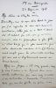 Lettre autographe signée à la comédienne Berthe Cerny à propos de sa pièce La Courtisane (1908). André Arnyvelde [pseud. André Levy] 