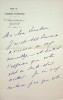 Lettre autographe signée à la comédienne Berthe Cerny à propos de nouvelles de sa santé. ÉMILE FABRE [Administrateur général de la Comédie Française]