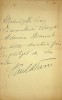 Magnifique envoi autographe signé à la comédienne Berthe Cerny, sur un feuillet volant provenant d'un exemplaire de sa pièce de théâtre Les Mouettes, ...