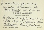 Carte de visite autographe signée adressée à la comédienne et sociétaire de la Comédie Française Louise Conte (1923-1995) à propos de Rodogune de ...