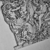 Gravure d'après un dessin original de décoration de plafond de style Louis XIV représentant la bordure de son Apollon vainqueur du serpent Python ...