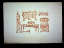  gravure d'après un dessin original de projets de meubles de style Louis XIV. André-Charles Boulle (d'après) 