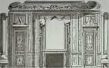 Gravure d'après les dessins originaux de décorations d'appartement de style Louis XVI. Jean-Charles De Lafosse