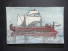 Tapuscrit anonyme sur les navires d'autrefois + 5 dessins originaux de Georges Cordreaux à l'encre représentant une trière athénienne, une galère de ...