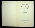 À dire et à lire / Petit Théâtre et monologues
L'exemplaire n°1 du tirage de tête sur Alfa Mousse Navarre. ALPHONSE ALLAIS
