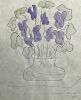 dessin de jeunesse à l’encre de chine rehaussée à l’aquarelle - nature morte avec violettes . Pierre-André Benoit (PAB)